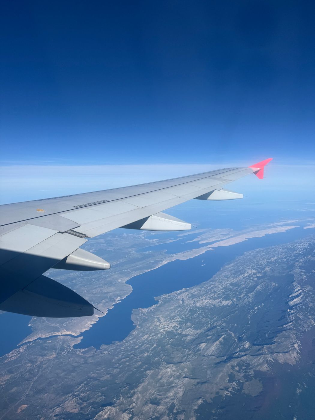View from a plane window over the Adriatic coast